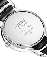 Rado Unisex Swiss Centrix Diamond (1/20 ct. t.w.) Black Ceramic & Stainless Steel Bracelet Watch 40mm
