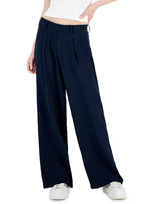 Ultra Flirt Juniors' Airflow Pleated Wide-Leg Trousers