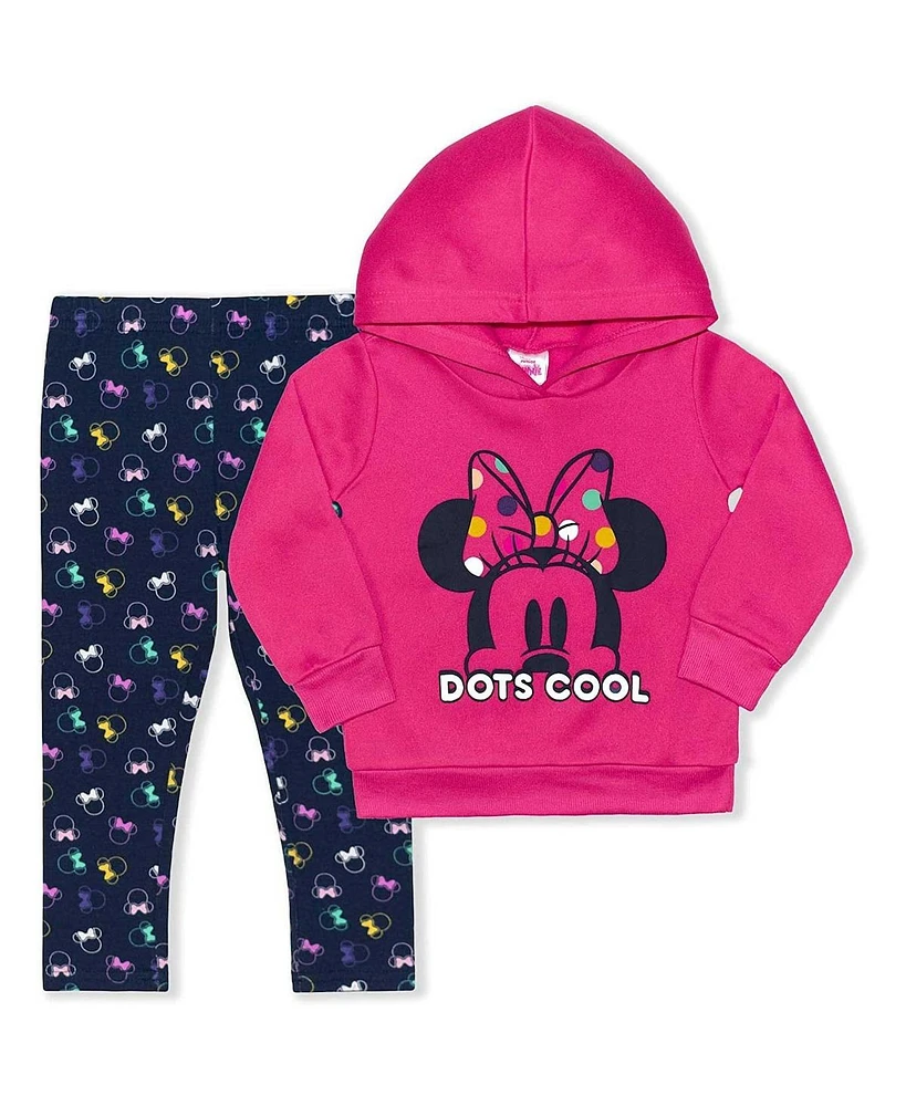 Toddler Minnie Mouse Pink, Navy Pullover Hoodie and Leggings Set