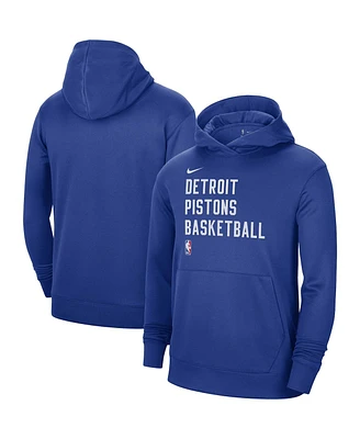 Men's and Women's Nike Blue Detroit Pistons 2023/24 Performance Spotlight On-Court Practice Pullover Hoodie