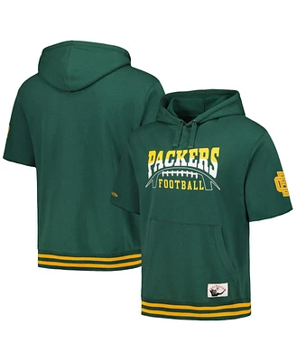 Men's Mitchell & Ness Green Bay Packers Pre-Game Short Sleeve Pullover Hoodie