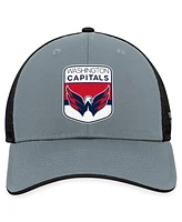 Men's Fanatics Gray, Black Washington Capitals Authentic Pro Home Ice Trucker Adjustable Hat