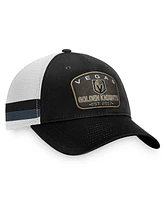 Men's Fanatics Black, White Vegas Golden Knights Fundamental Striped Trucker Adjustable Hat