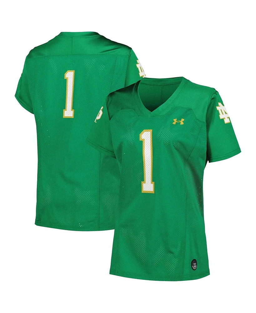 Women's Under Armour #1 Kelly Green Notre Dame Fighting Irish Replica Football Jersey