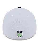 Men's New Era White, Navy Seattle Seahawks 2023 Nfl Sideline 39THIRTY Flex Hat
