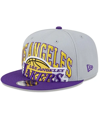 Men's New Era Gray, Purple Los Angeles Lakers Tip-Off Two-Tone 9FIFTY Snapback Hat