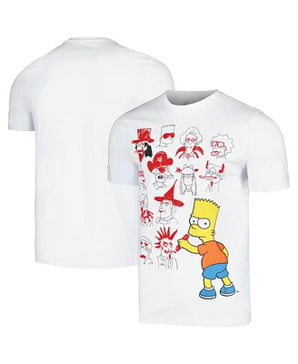 Men's and Women's Freeze Max Bart Simpson White The Simpsons School Doodles T-shirt