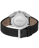 Hugo Boss Men's Skytraveller Quartz Fashion Chrono Leather Watch 44mm