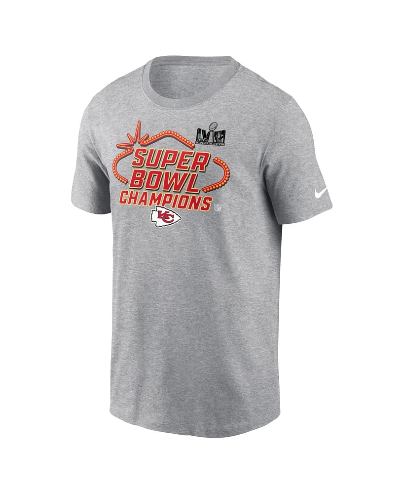 Men's Nike Heather Charcoal Kansas City Chiefs Super Bowl Lviii Champions Locker Room Trophy Collection T-shirt