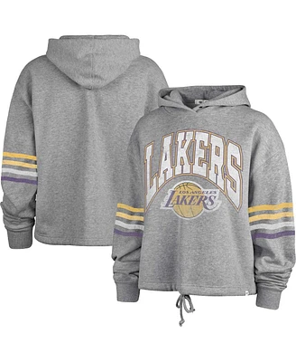 Women's '47 Brand Gray Distressed Los Angeles Lakers Upland Bennett Pullover Hoodie