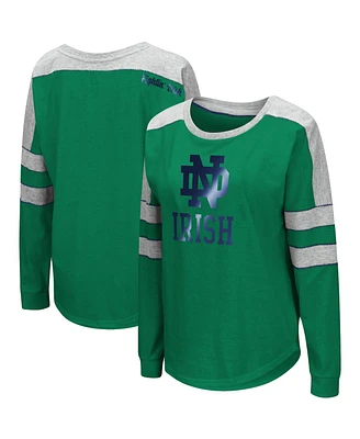 Women's Colosseum Green Notre Dame Fighting Irish Trey Dolman Long Sleeve T-shirt