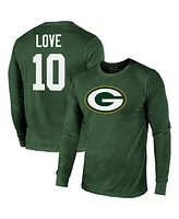 Men's Majestic Threads Jordan Love Green Bay Packers Name and Number Long Sleeve Tri-Blend T-shirt