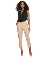 Calvin Klein Petite Linen-Blend Straight-Leg Pants