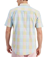 Club Room Men's Short Sleeve Button Front Madras Plaid Shirt, Created for Macy's