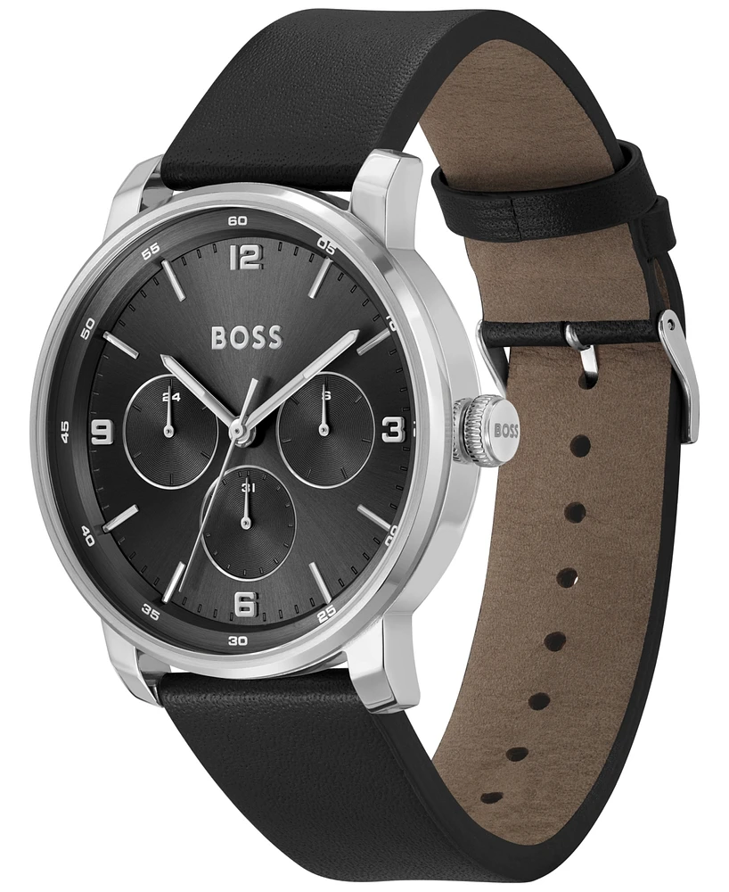 Boss Men's Contender Quartz Multifunction Leather Watch 44mm