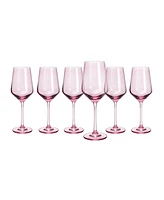 The Wine Savant Blush Pink Colored Wine Glasses Hand Blown, 12 oz Set of 6