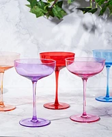 The Wine Savant Colored Coupe Glasses, Set of 6