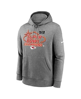 Men's Nike Heather Gray Kansas City Chiefs Super Bowl Lviii Champions Locker Room Trophy Collection Pullover Hoodie