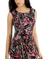 Connected Petite Printed Sleeveless Jersey Sheath Dress