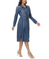Frye Women's Belted Denim Long-Sleeve Midi Shirtdress
