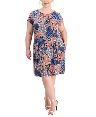Connected Plus Printed Fit & Flare Dress