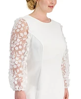 Connected Plus 3D Floral-Applique Sheath Dress