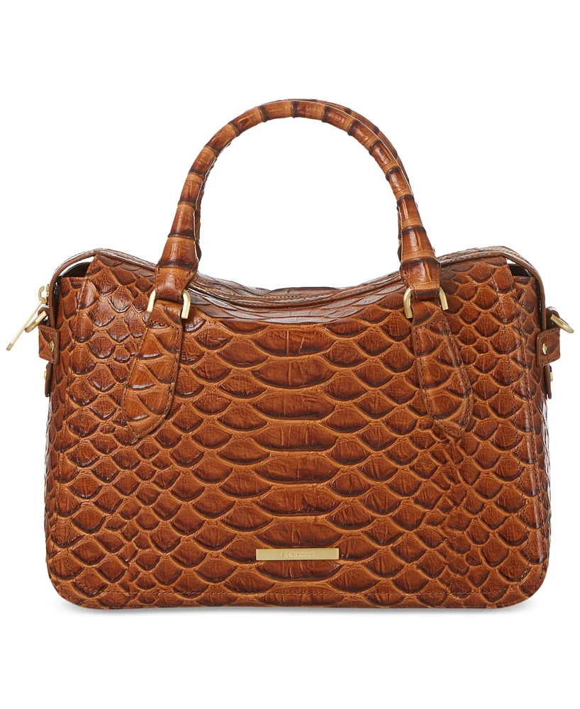 Brahmin Micaela HoneyBrown Saratoga Leather Satchel