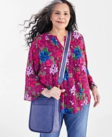 Style & Co Plus Size Printed Pintuck Blouse, Created for Macy's