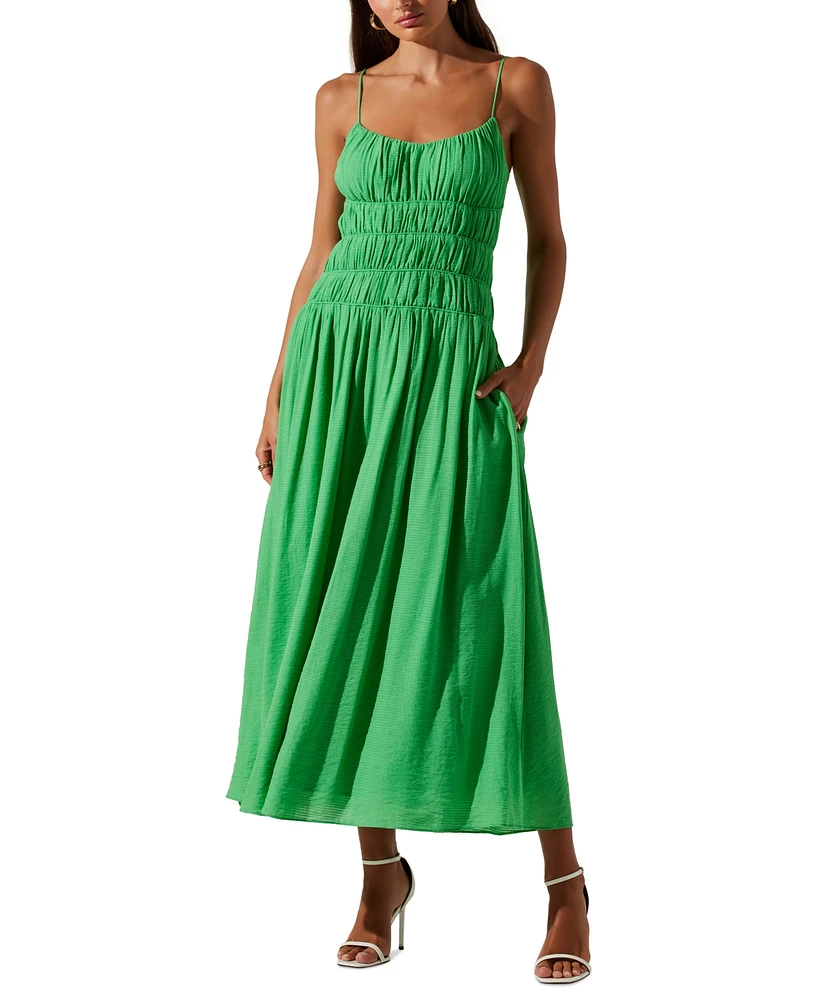 Astr the Label Women's Andrina Smocked Sleeveless Midi Dress