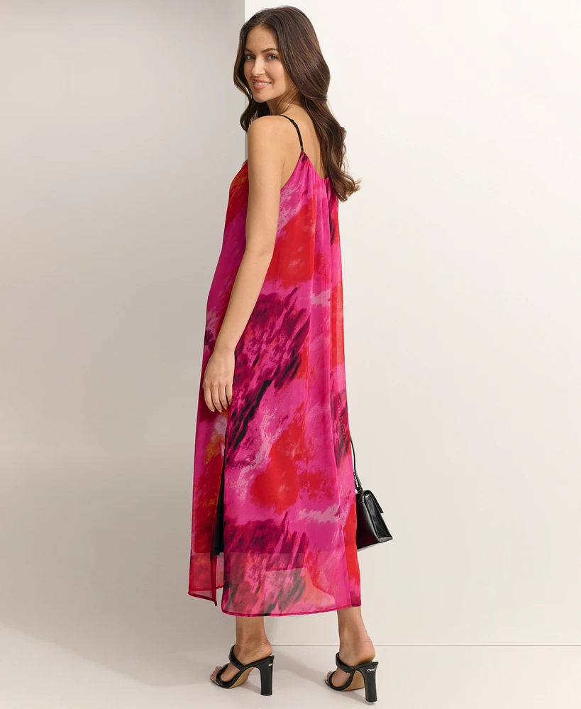 Dkny Women's Printed Sleeveless Chiffon Dress