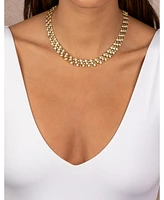 by Adina Eden Wide Pave and Solid Hearts Chain Choker Necklace
