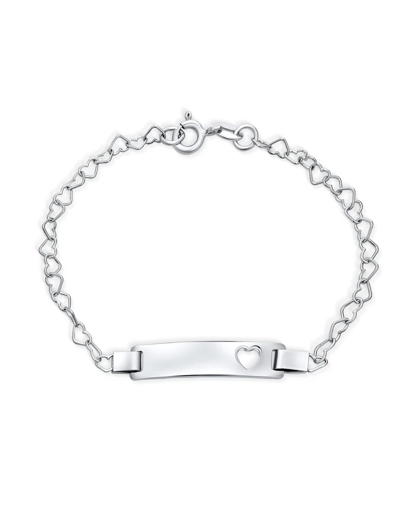 Bling Jewelry Delicate Petite Name Bar Plated Heart Id Identification Bracelet Silver Sterling For Small Wrists 6 Inch