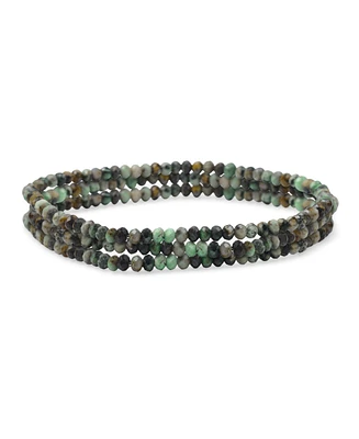 Bling Jewelry Natural African Turquoise Faceted Ombre Multicolor Petite Seed Caviar Rondelle Beads Olive Green Stretch Bracelets Stackable Set of 3 St