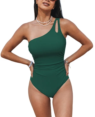 Cupshe Women's Tummy Control One Shoulder Cutout Slimming Piece Swimsuit