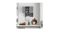 2-Doors Bathroom Wall-Mounted Medicine Cabinet with Towel Bar