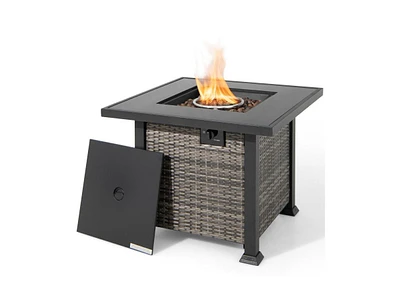 Square Propane Fire Pit Table with Lava Rocks Cover