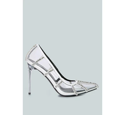 London Rag diamante clear stiletto heel pumps
