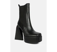 London Rag Frosty High Platform Block Heel Chelsea Boot