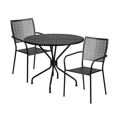 Commercial Grade 35.25" Round Metal Garden Patio Table Set