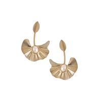 Sohi Women's Gold Flower Swirl Drop Earrings