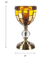Dale Tiffany 13" Tall Vienne Tiffany Handmade Genuine Stained Glass Shade Accent Lamp - Multi