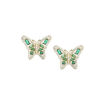 Sohi Women's Crystal Butterfly Stud Earrings