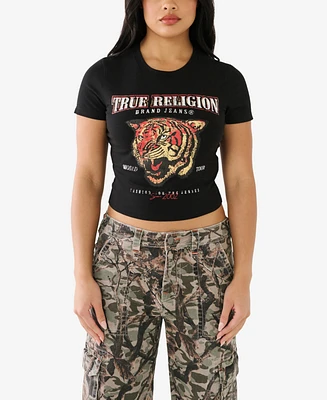 True Religion Women's Short Sleeve Tiger Baby T-shirt