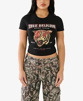 True Religion Women's Short Sleeve Tiger Baby T-shirt