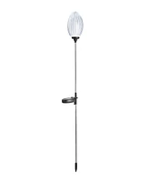 Glitzhome 36" H Set of 3 Solar Powered Stake Oval Flower Light with Stainless Steel Pole