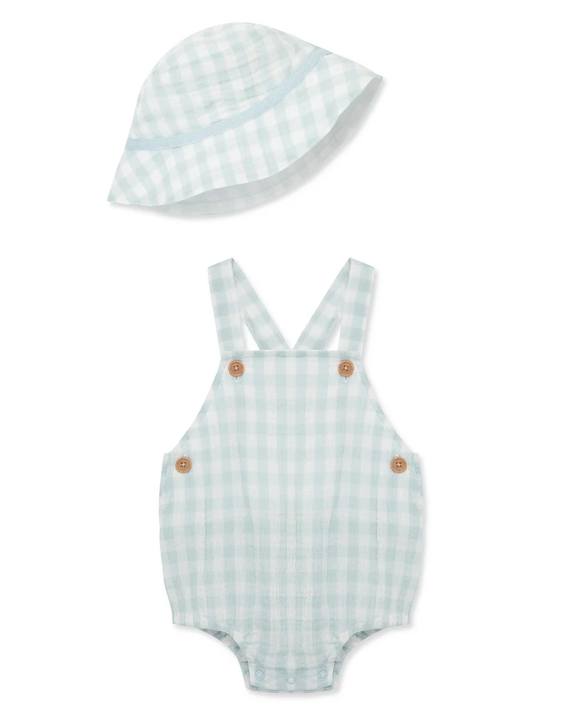 Little Me Baby Boys Check Sunsuit with Hat