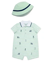 Little Me Baby Boys Golf Romper with Hat