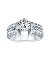 Bling Jewelry Art Deco Style 2CTW Cz Round Solitaire Promise Ring Band .925 Sterling Silver