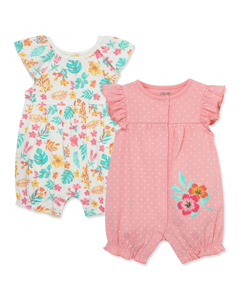 Little Me Baby Girls Tropical 2 Pack Rompers
