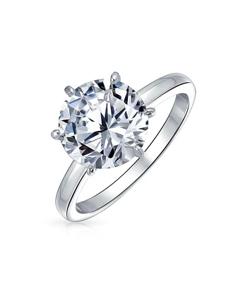 Classic Timeless Cubic Zirconia 3CT Aaa Cz 6 Prong Setting Round Brilliant Cut Solitaire Engagement Ring For Women Thin Band .925 Sterling Silver